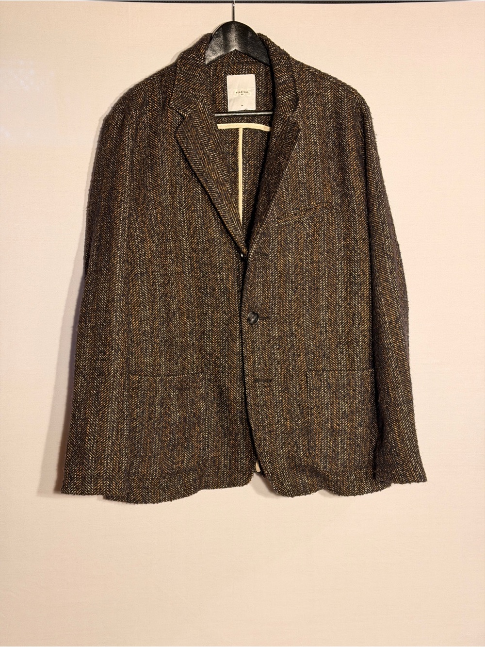 Men's Brown Herringbone Wool-Blend Sport Coat